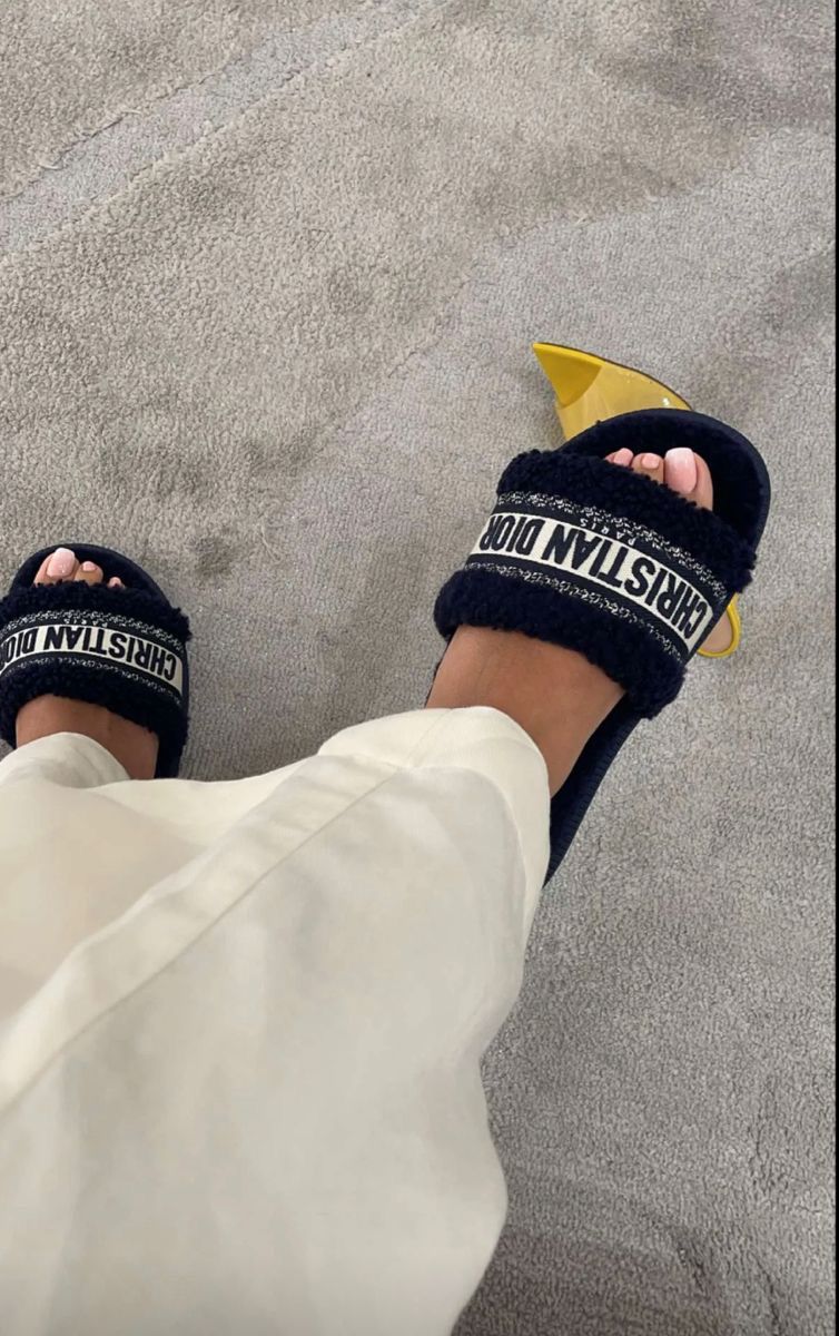 CHRISTIAN DIOR FUR PLATFORM FLATS