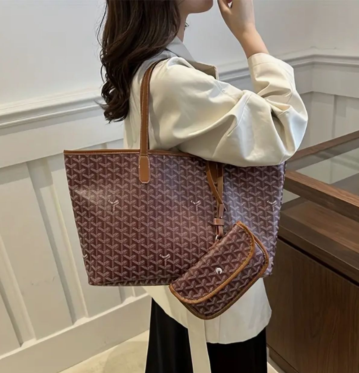 Vintage-Style Shoulder Tote Bag