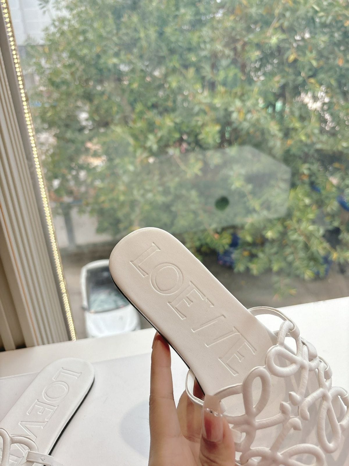 Loewe White Leather Sandals