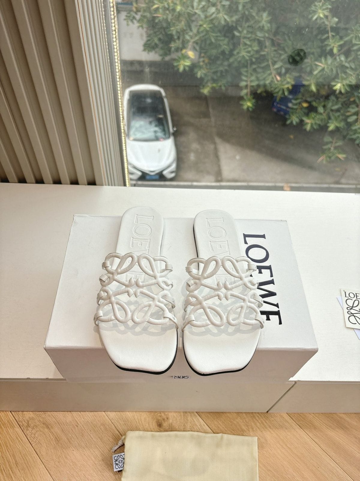 Loewe White Leather Sandals