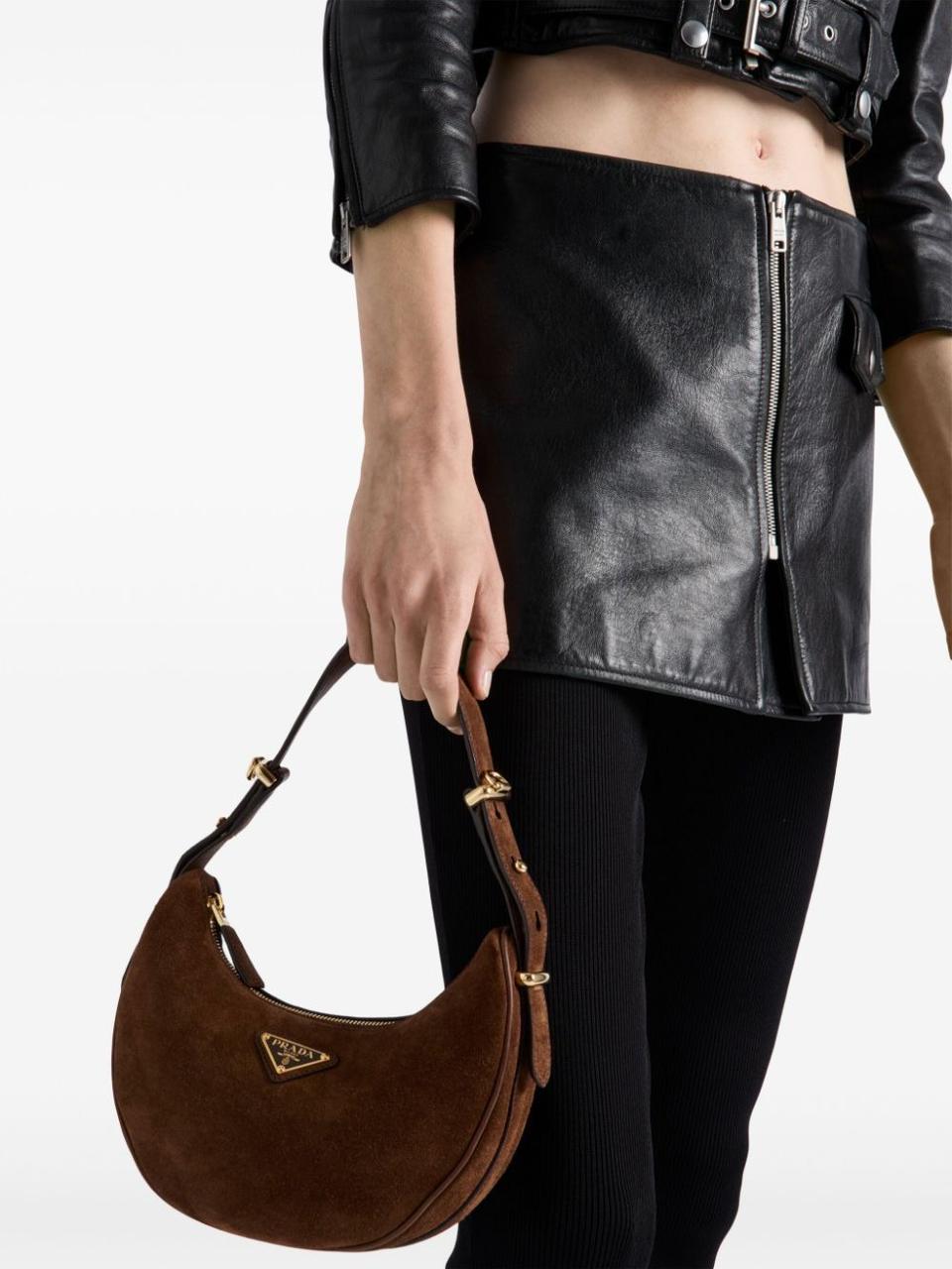 Prada Arqué Suede Shoulder Bag