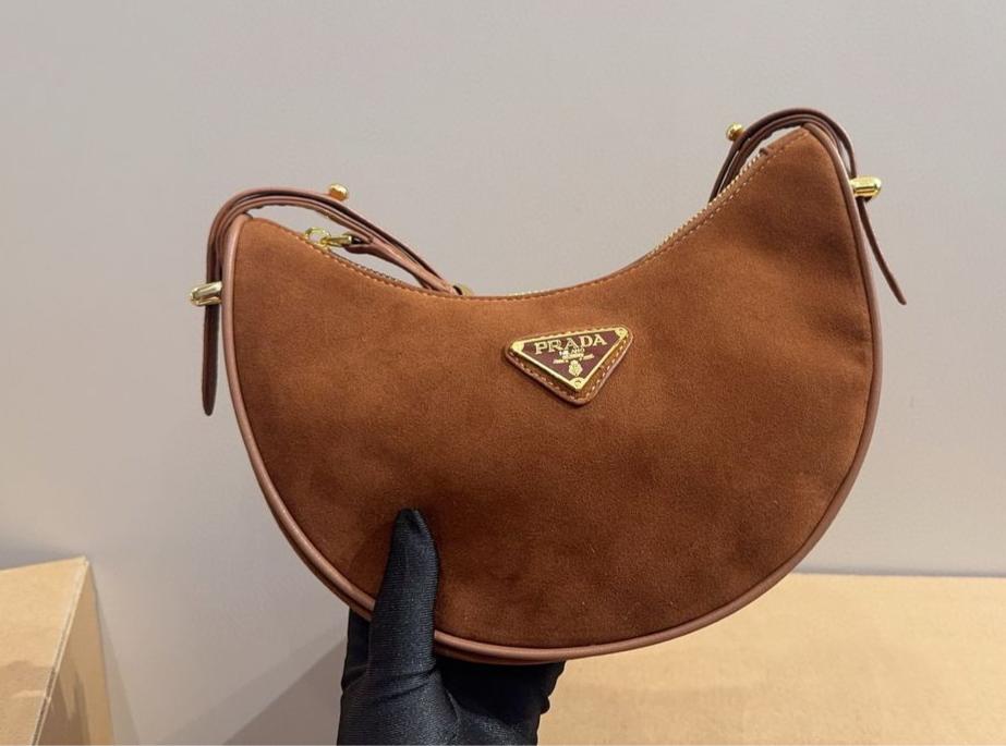 Prada Arqué Suede Shoulder Bag